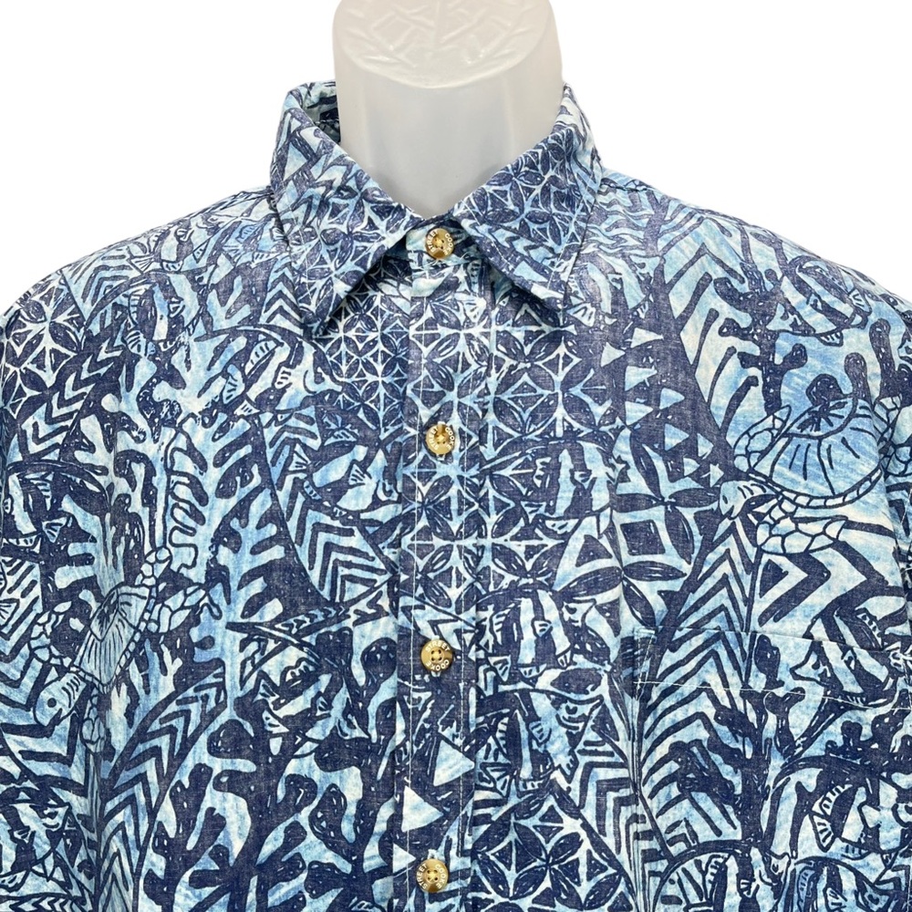 Cooke Street Honolulu Mens Large Turtle & Sea Design Hawaiian Short Sleeve Shirt - Picture 2 of 8